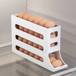 Caja de almacenamiento de huevos para refrigerador, soporte para huevos de desplazamiento automático de cocina, gran capacidad, dedicado