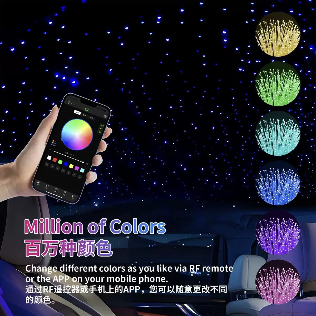 Neue 16W Twinkle RGBW Fiber Optic Star Deckenleuchten Kit Smart APP Sound Control LED Motor für Auto Starry Sky Fiber Optic Licht