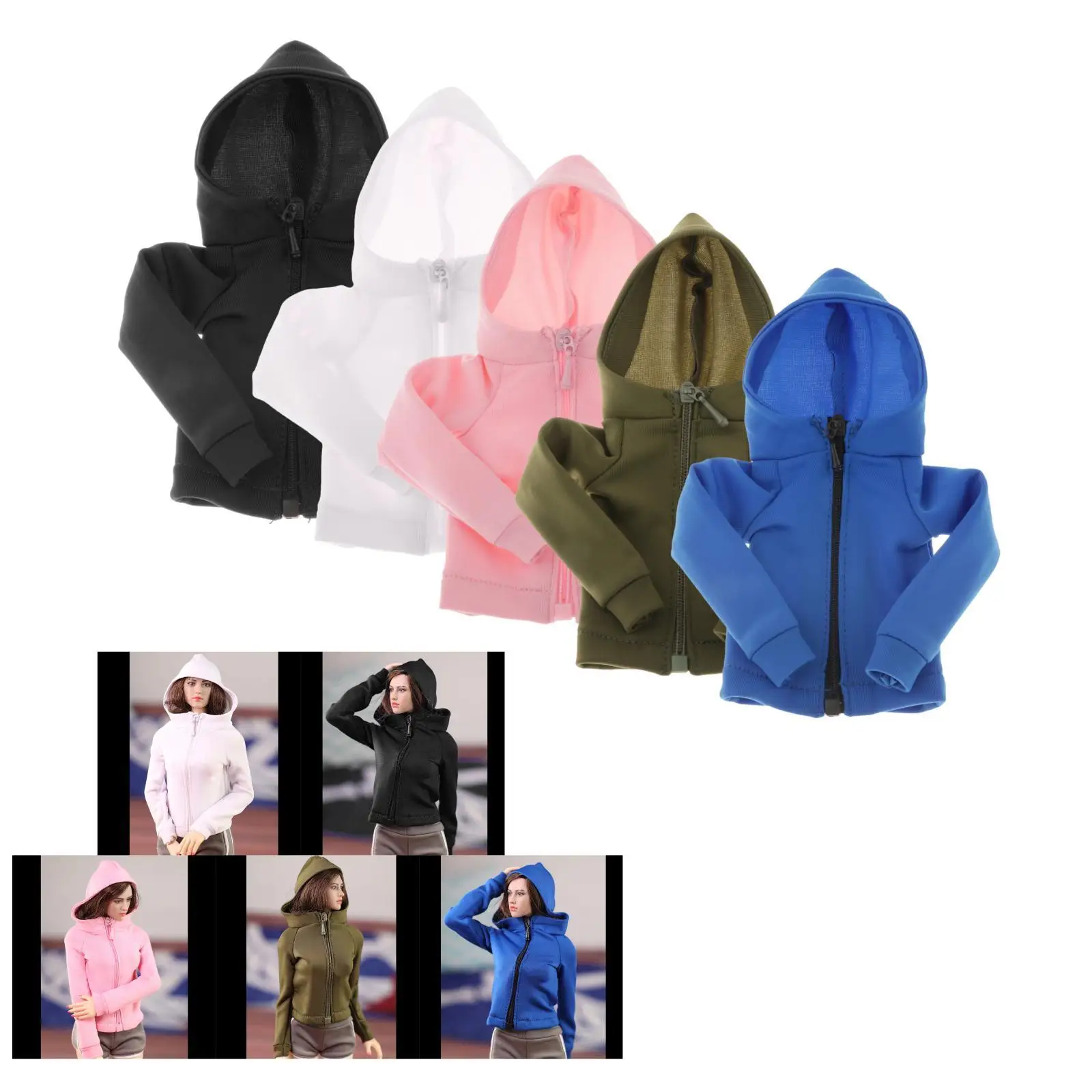 سترة نسائية بسحاب بمقياس 1/6 ملابس خارجية لشخصيات الحركة مقاس 12 بوصة وإكسسوارات الجسم