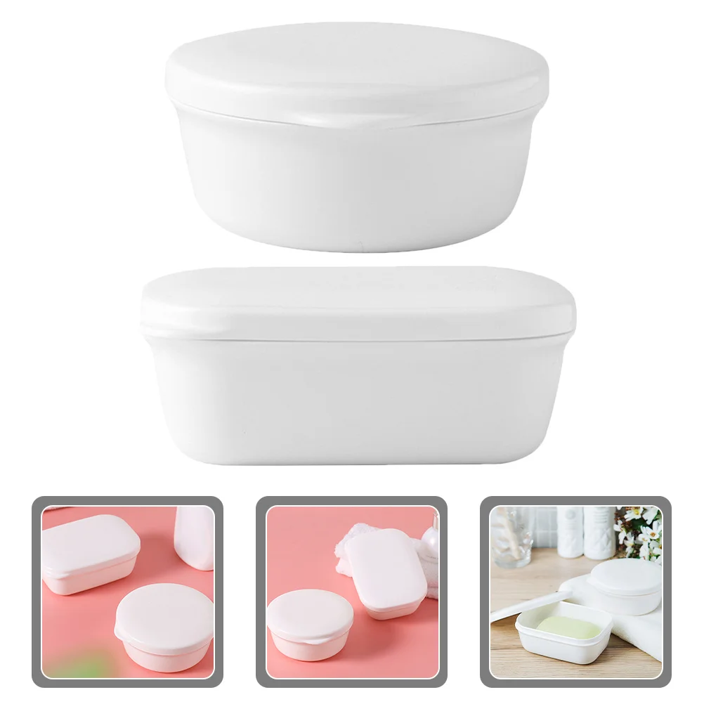 

2pcs Portable Sealing Soap Box Travel Essential Leak Proof Drainage Design For Wet Dry Soap Storage Household Bathroom Organizer