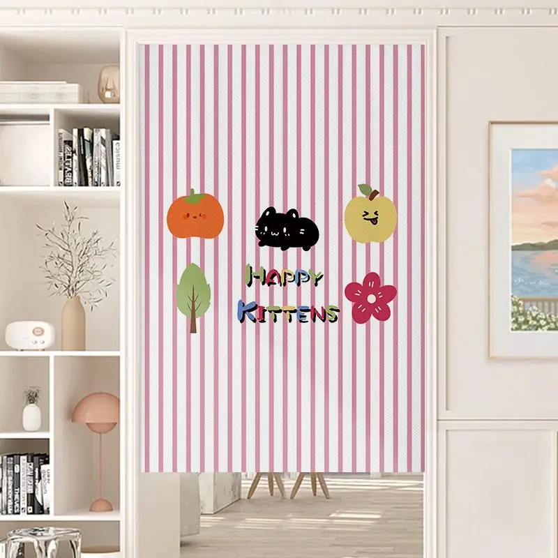 Three Color Kitten Door Curtain Three Kittens Colored Polka Dot Kitten No Punching Entrance Bedroom Privacy Partition Curtain