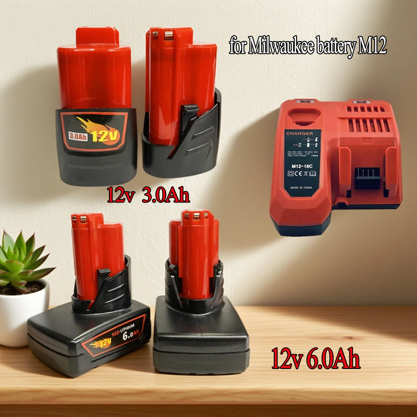 

Red lid M12 12V Rechargeable Battery 8.0Ah For Milwaukee M12 Tool 48-11-2402 48-11-2411 Realistic range, no false advertising
