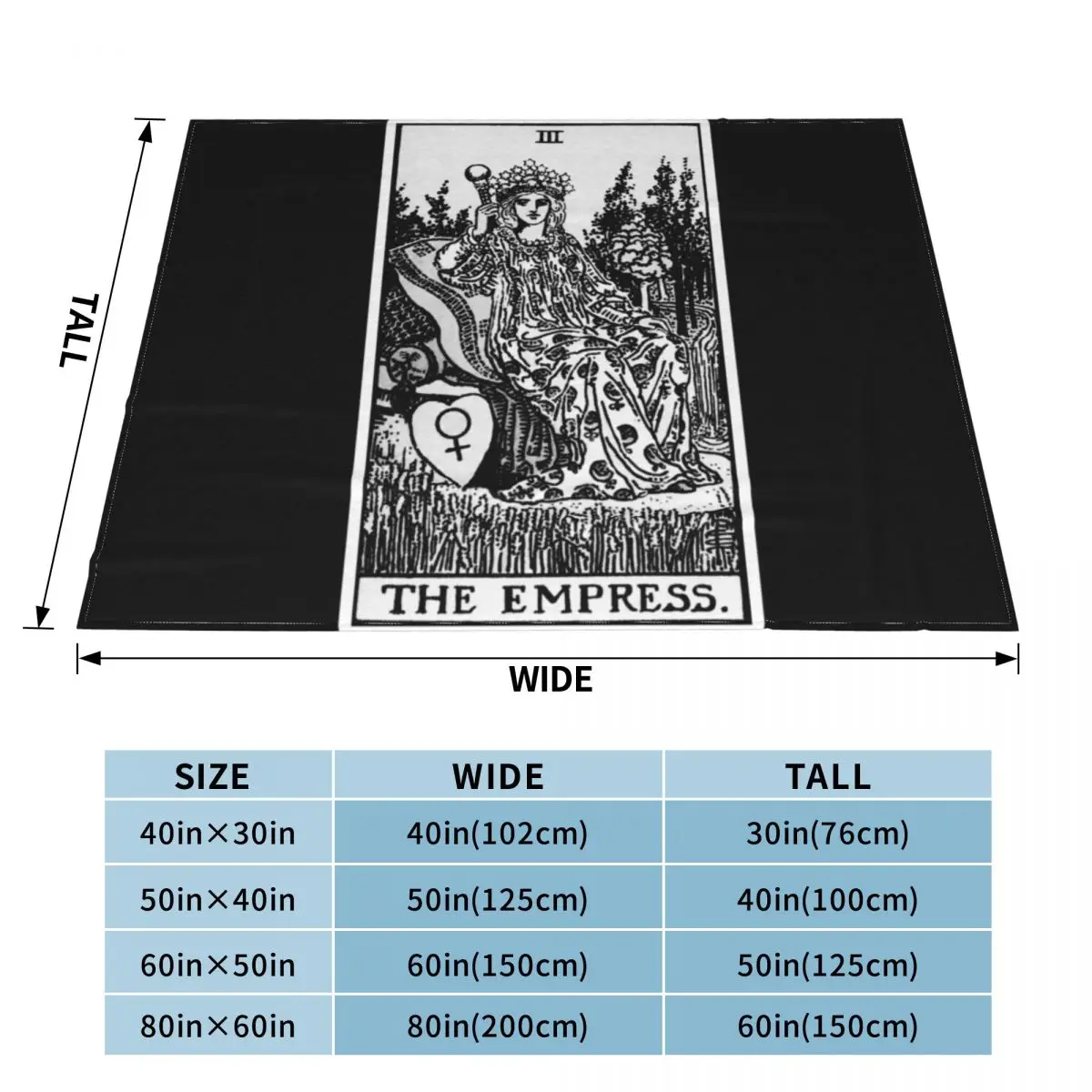 III. The Empress Tarot Card Black and white Throw Blanket Bed linens Thermal Blankets For Travel