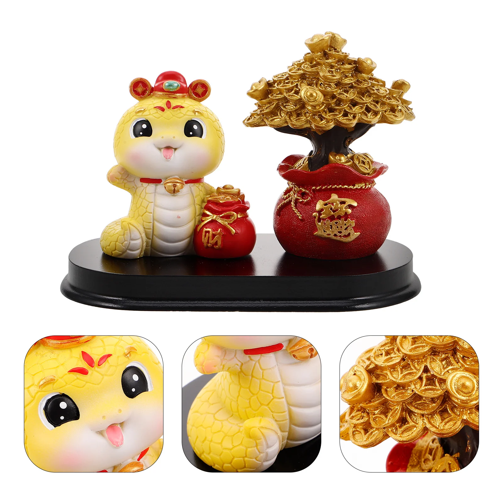 

Coin Tree Resin Snake Sculpture Chinese New Year Zodiac Animal Fortune Statuette Home Office Decor Dashboard Gift Year Of The