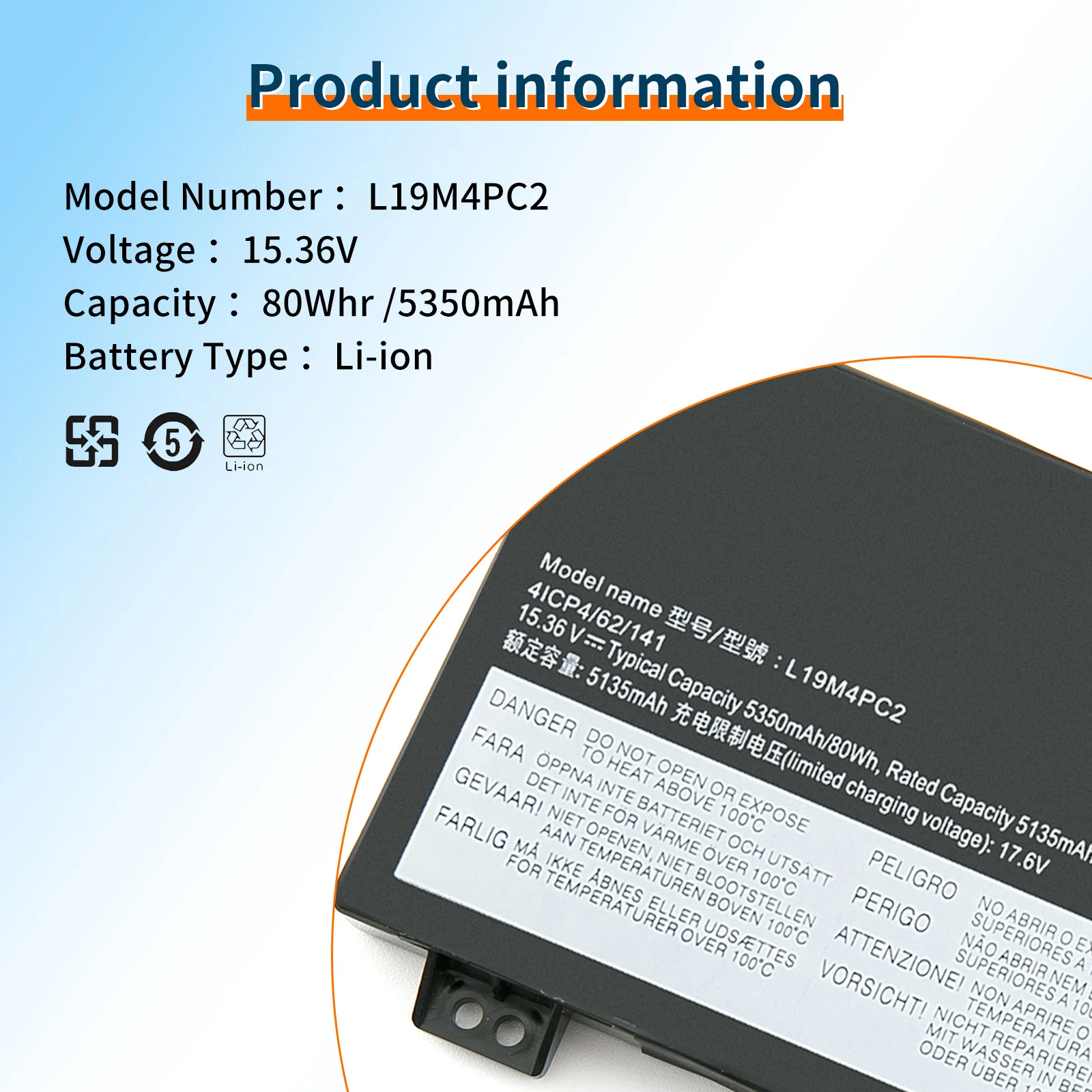 Imagem -05 - Bateria para Lenovo Legion Bvbh L19c4pc0 L19sp0 L19m4pc0 515arh0515imh05h L19m4pc1 L19c4pc2 L19c4pc1 L19c4pc2