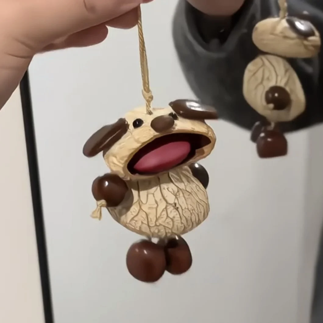 Eco-friendly Natural Nut Shell Cute Doll Pendant Handcraft Creative Walnut Funny Tongue Bag Keychain for Backpack Car Decor Gift