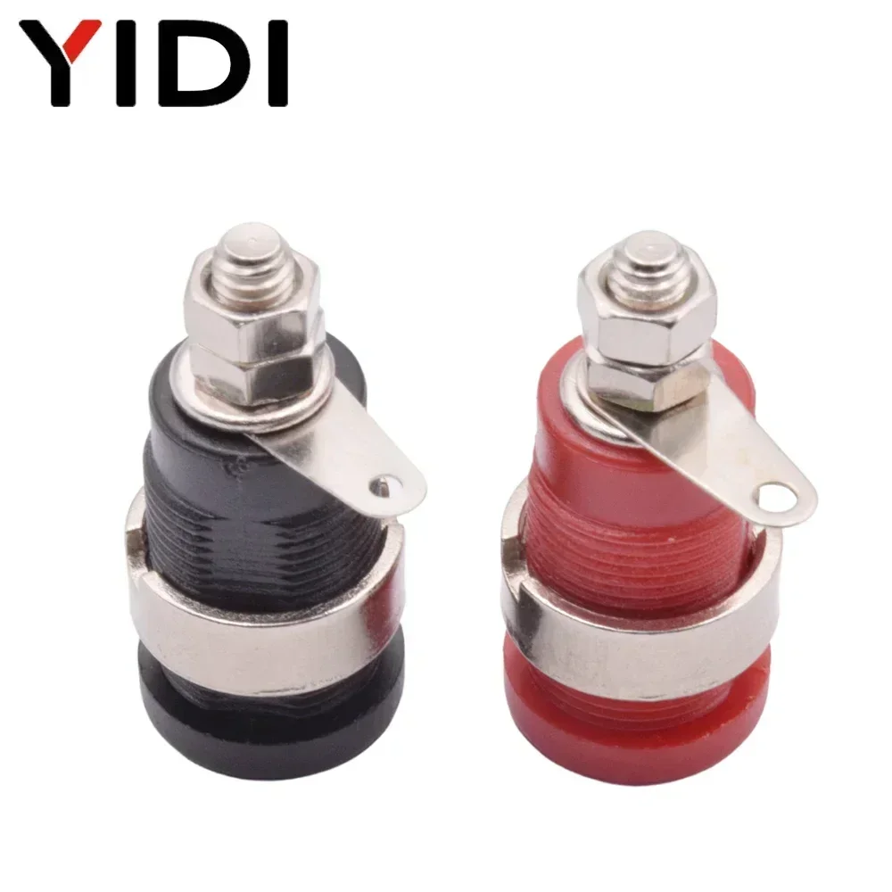 10pcs 4mm Banana Plug Binding Post Audio Amplifier Speaker Multimeter Cable Test Terminal Socket Red Black Mount Panel Connector