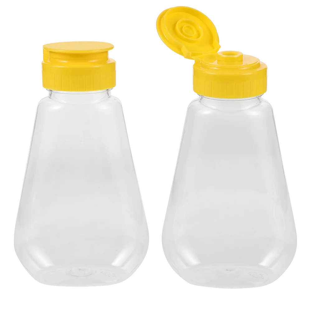 

2pcs Clear Plastic Honey Squeeze Bottle Refillable Leak Proof Dispenser For Syrup Ketchup Mustard Salad Dressing Sauce Container