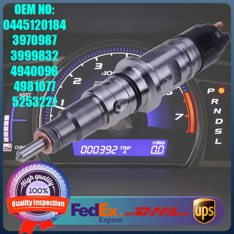 

New Common Rail Fuel Injector 0445120184 3970987 3999832 5253221 4940096 Suitable for Cummins ISB 6.7L Diesel Engine