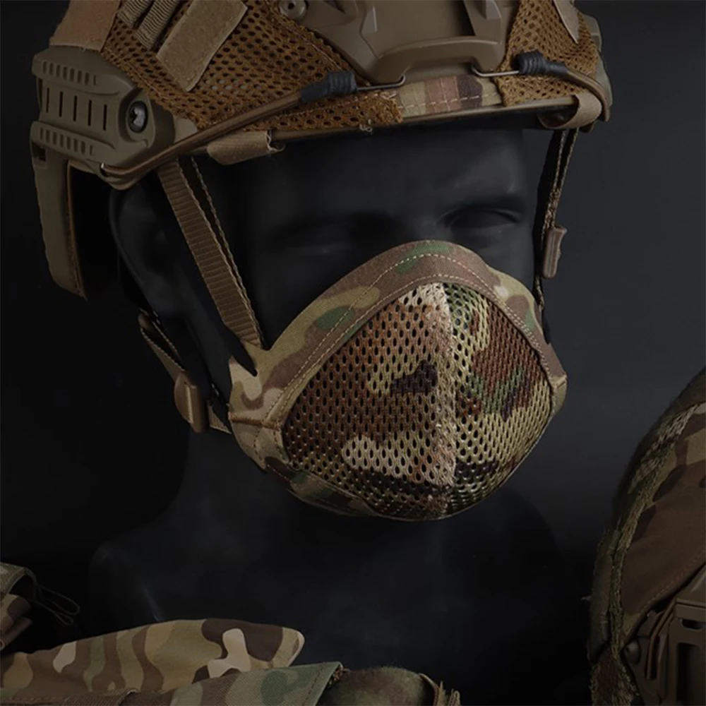 Imagem -02 - Meia Máscara de Tiro de Airsoft Máscaras de Combate Tático com Filtro de Máscara Máscara Elástica Macia e Respirável Que se Adapta ao Nariz Equipamento de Caça