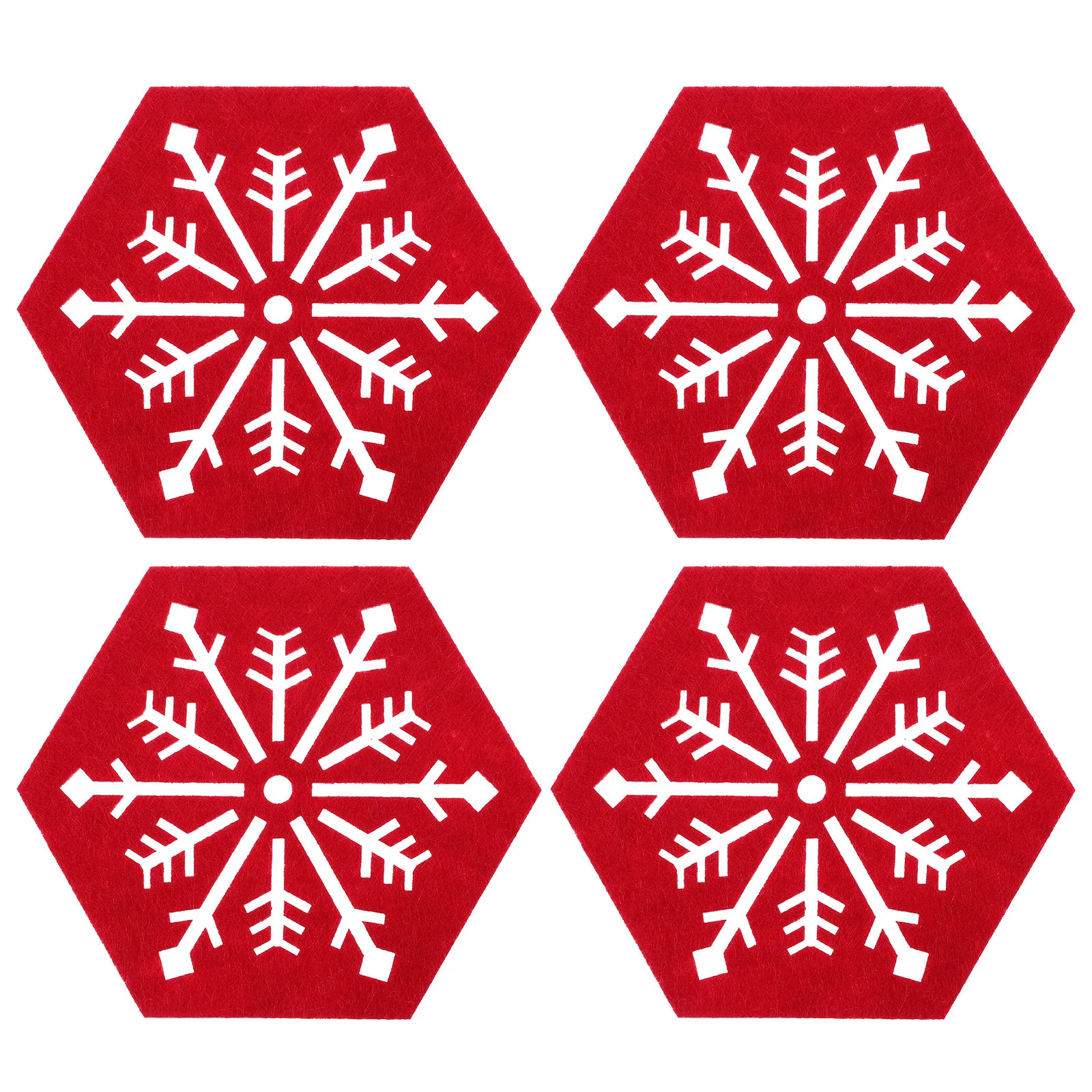 

4Pcs Snowflake Pattern Hexagon Place Mats Heat Resistant Cup Mats Christmas Table Decoration Party Supply Place Mat