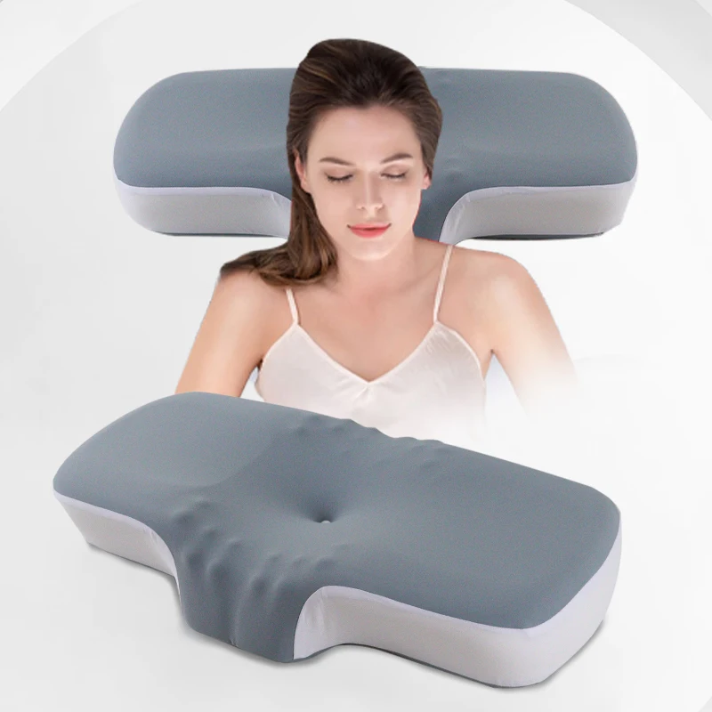 China Hot Selling Private Label Neck Pillow Cervical Memory Foam Bed Pillow Head Adjustable for Pain wash bag single packing