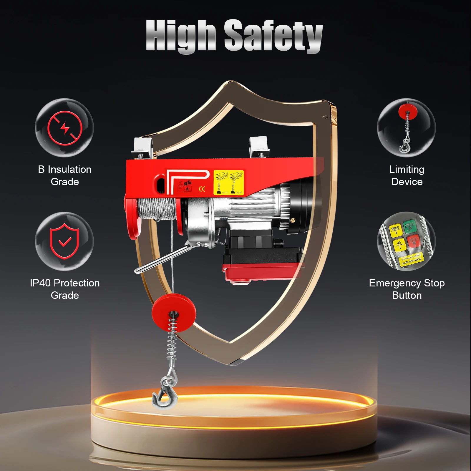 Cordless Electric Hoist, 440lbs Lifting Capacity, 39.37ft Wire Rope, Wireless Remote Control within 80m, Ideal for Warehouses