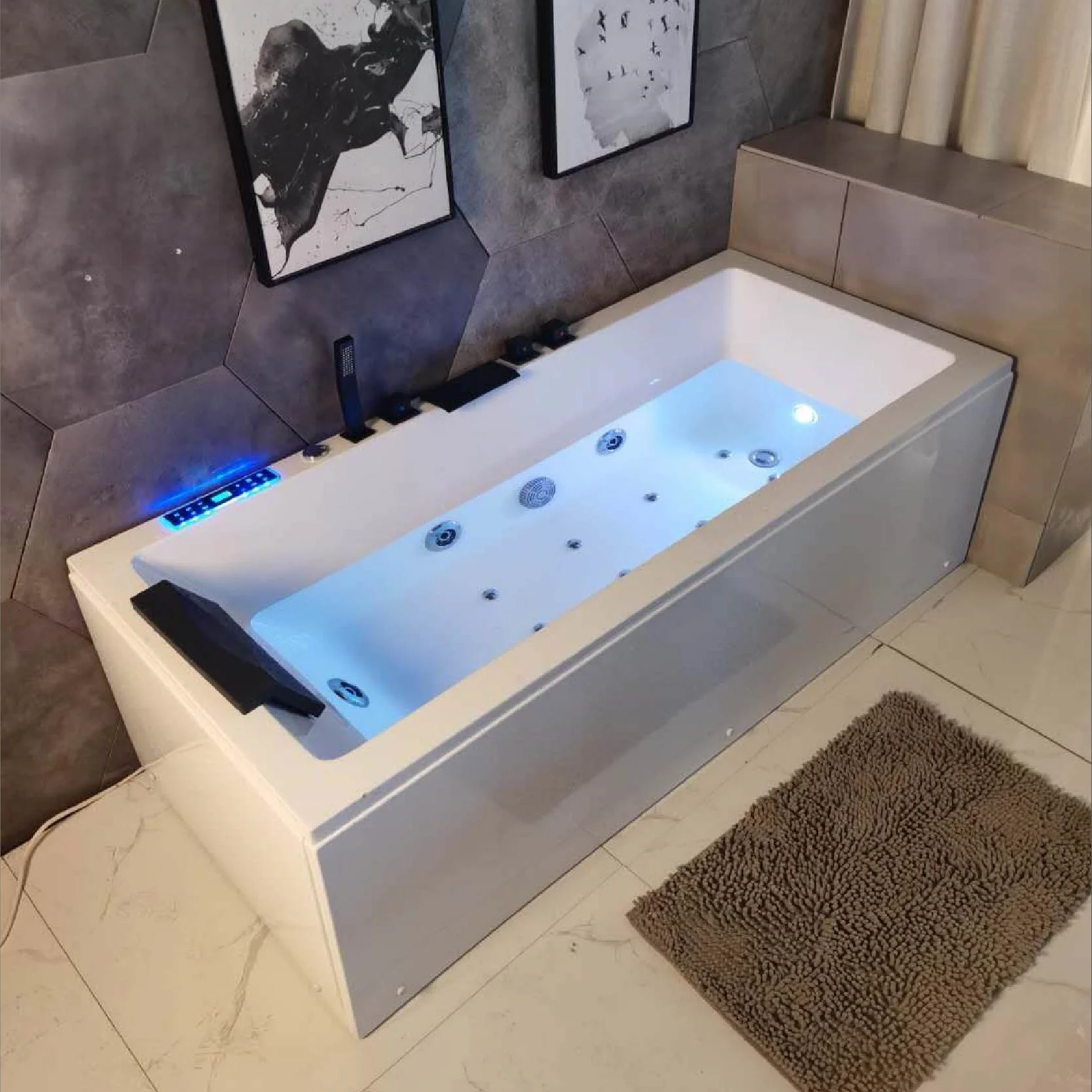 Modern Design Interior Acrylic Corner Portable Eco-Friendly Hot Tub Spa Whirlpool Jacuzzi with Faucet for Two