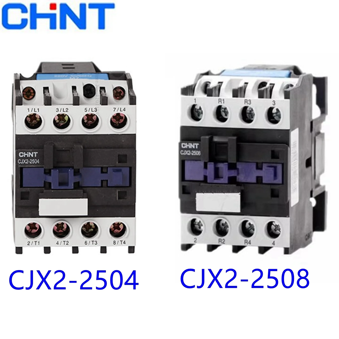 CHINT CJX2-2504 4NO 25A 220V 36V 24V CJX2-2508 2NO 2NC Rail Mount Contactor Industrial Electric Contactor CJX2-25004 LC1-25008