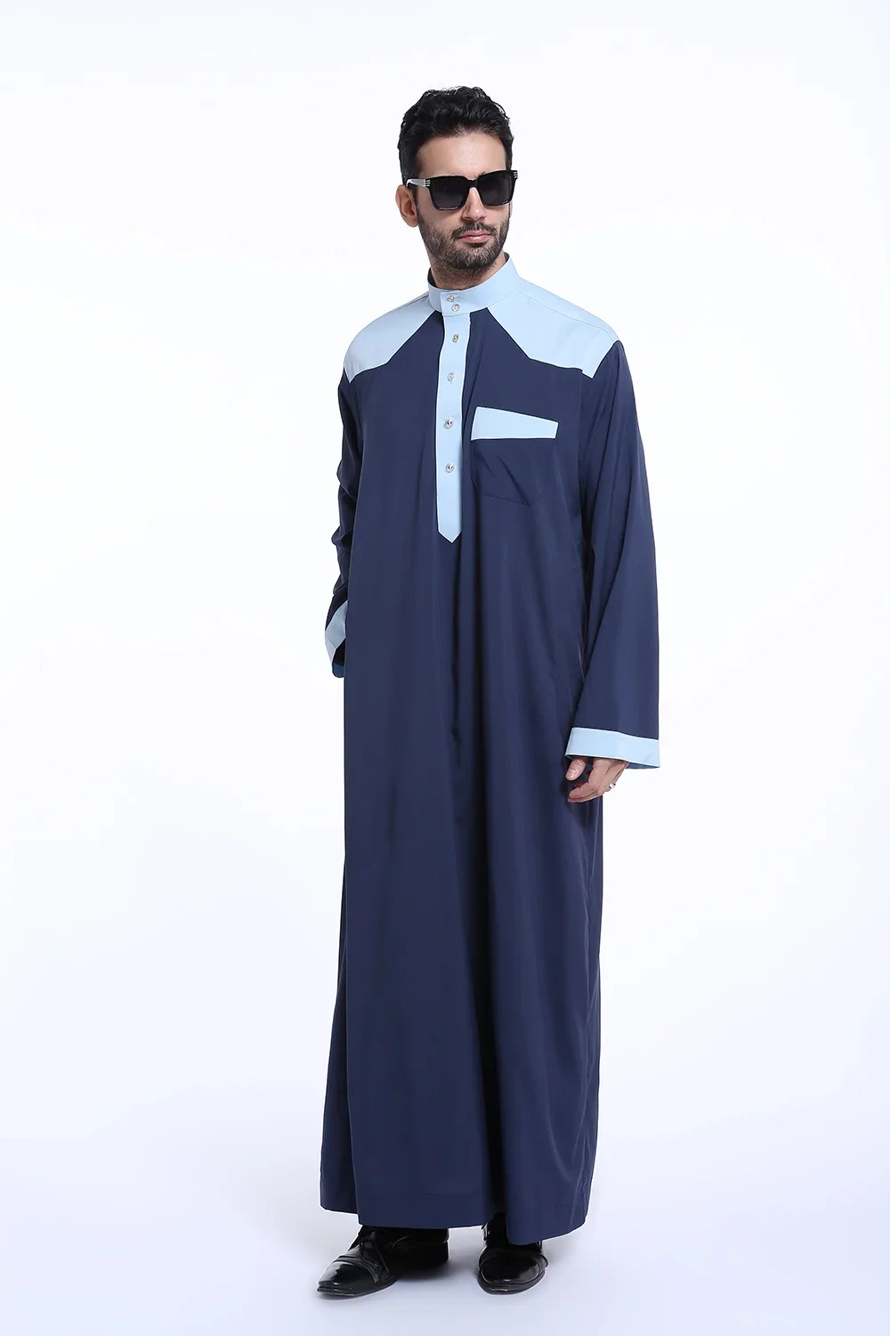 Saudi Arabisch Männer Jubba Thobe Muslim Langarm Robe Thoub Eid Ramadan Dishdasha Traditionelle Kleidung Islamische Gebet Abaya Kleid