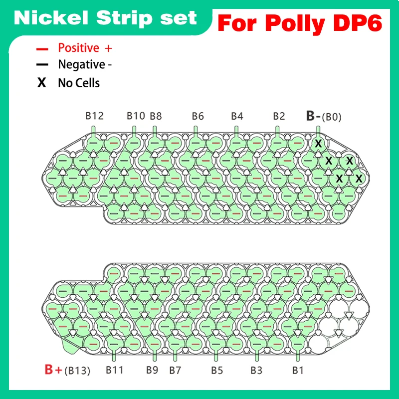 Polly DP6 Nickel Strip 18650 10S7P 13S5P 14S5P 0.15mm for 36V 48V 52V E-bike Battery Pack Welding Strips for Replacement DIY