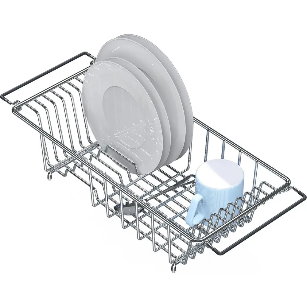 

Over Sink Counter Top StainlSteel Dish Drainer Drying Rack, Chrome