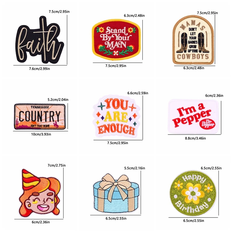 10PCS Mamas Cowboys Embroidery Patch Stand By Your Man Patch Iron On Patches For Clothing Letter Patch Embroidered Sew Stickers