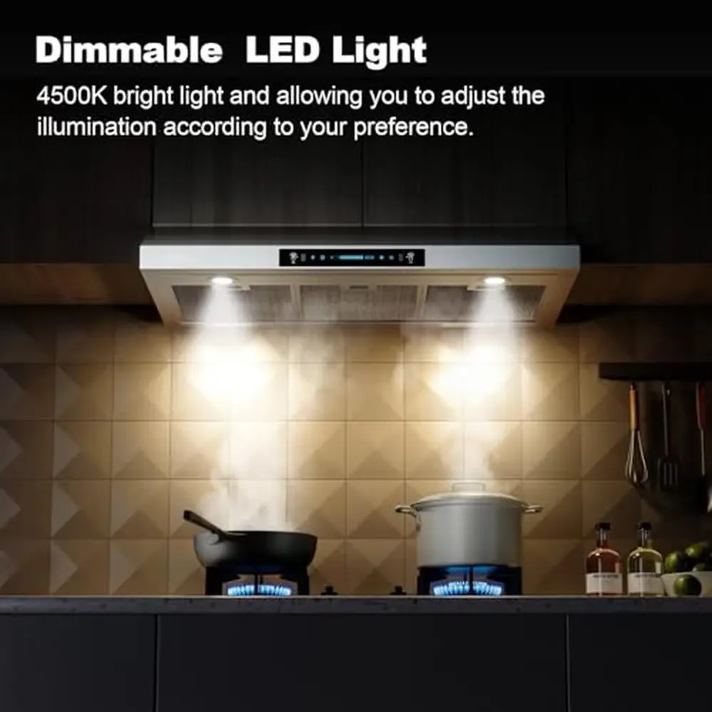 30 "900CFM de aço inoxidável sob o armário capô controle de toque sensor de gesto ventilação de 4 velocidades operação silenciosa luz LED