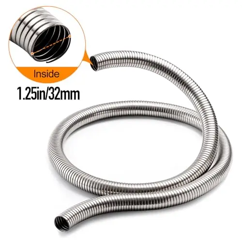 

Stainless Steel Flexible Exhaust Hose 32mm Inner Diameter 1830mm Length Universal Fit