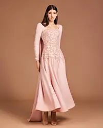 Customized Luxury Scalloped Buttons Crystal Appliques Evening Dresses Exquisite Watteau Train Vestido De Festa Vestido
