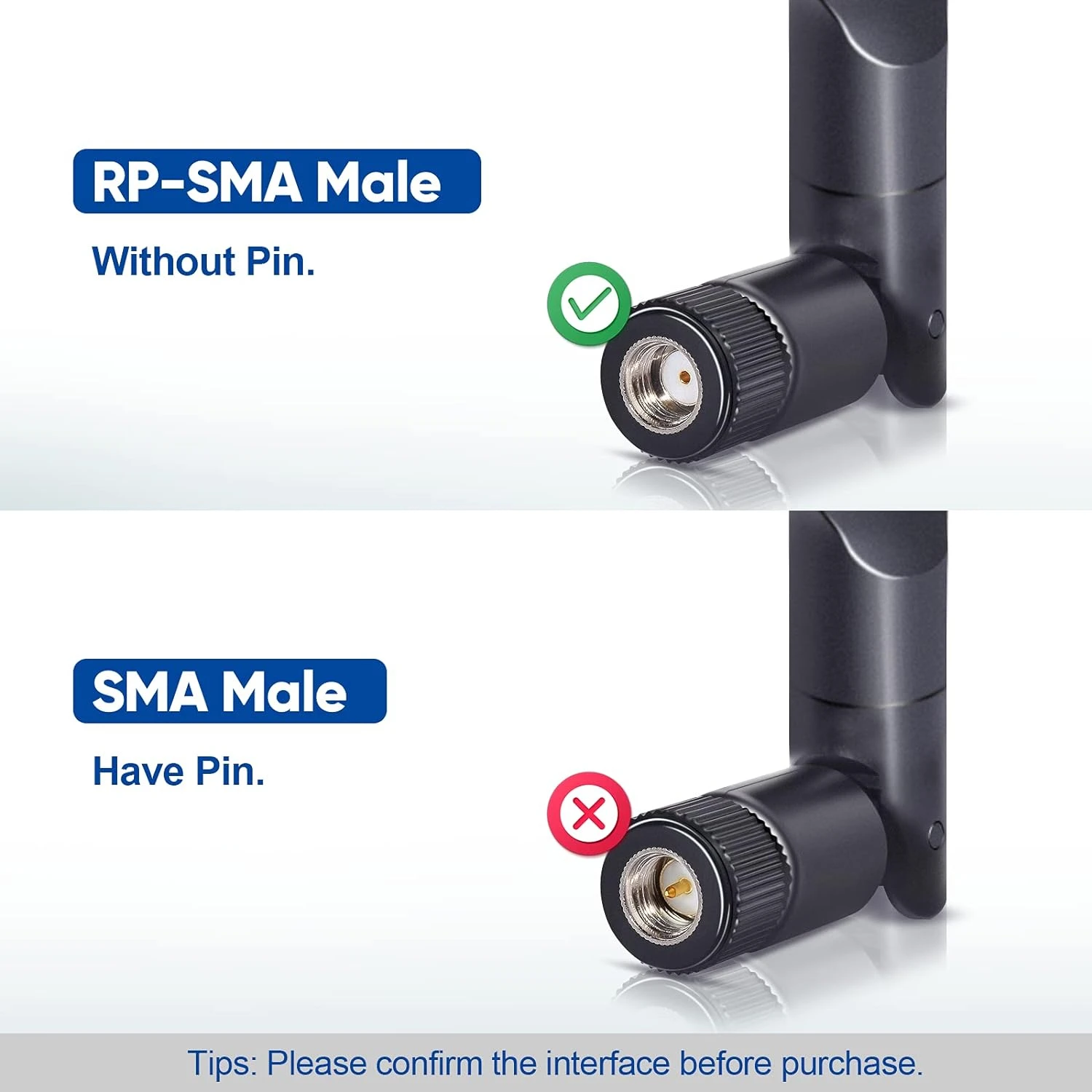 Усовершенствованная двухдиапазонная всенаправленная антенна Wi-Fi RP-SMA — 2 упаковки, 8 дБи — повышает силу сигнала для 2,4 ГГц, 5 ГГц, 5,8 ГГц —