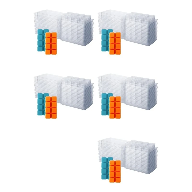 T21C Wax Melt Containers-8 Cavity Clear Empty Plastic Wax Melt Molds-50 Packs Cubes Clamshells For Tarts Wax Melts