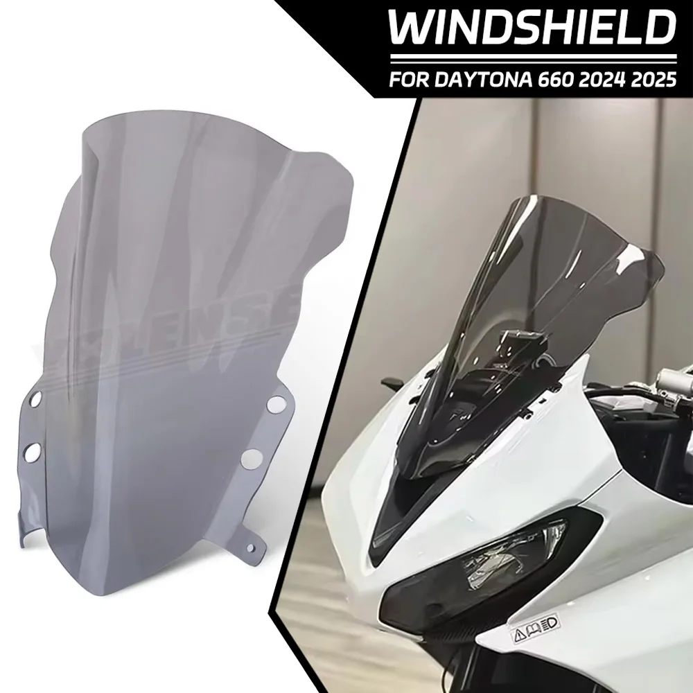 For Daytona 660 2024-2025 Motorcycle Double Bubble Fairing Windscreen High-Impact Resistance Protection Baffle 660Wind Deflector