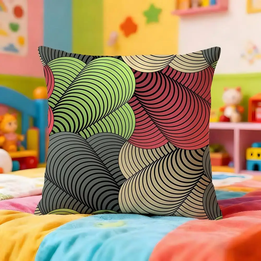Mesmerizing 3D Optical Spiral Stripe Allover Print Cushion Cover Premium Soft Pillowcase Skin-Friendly   for Home Office Travel