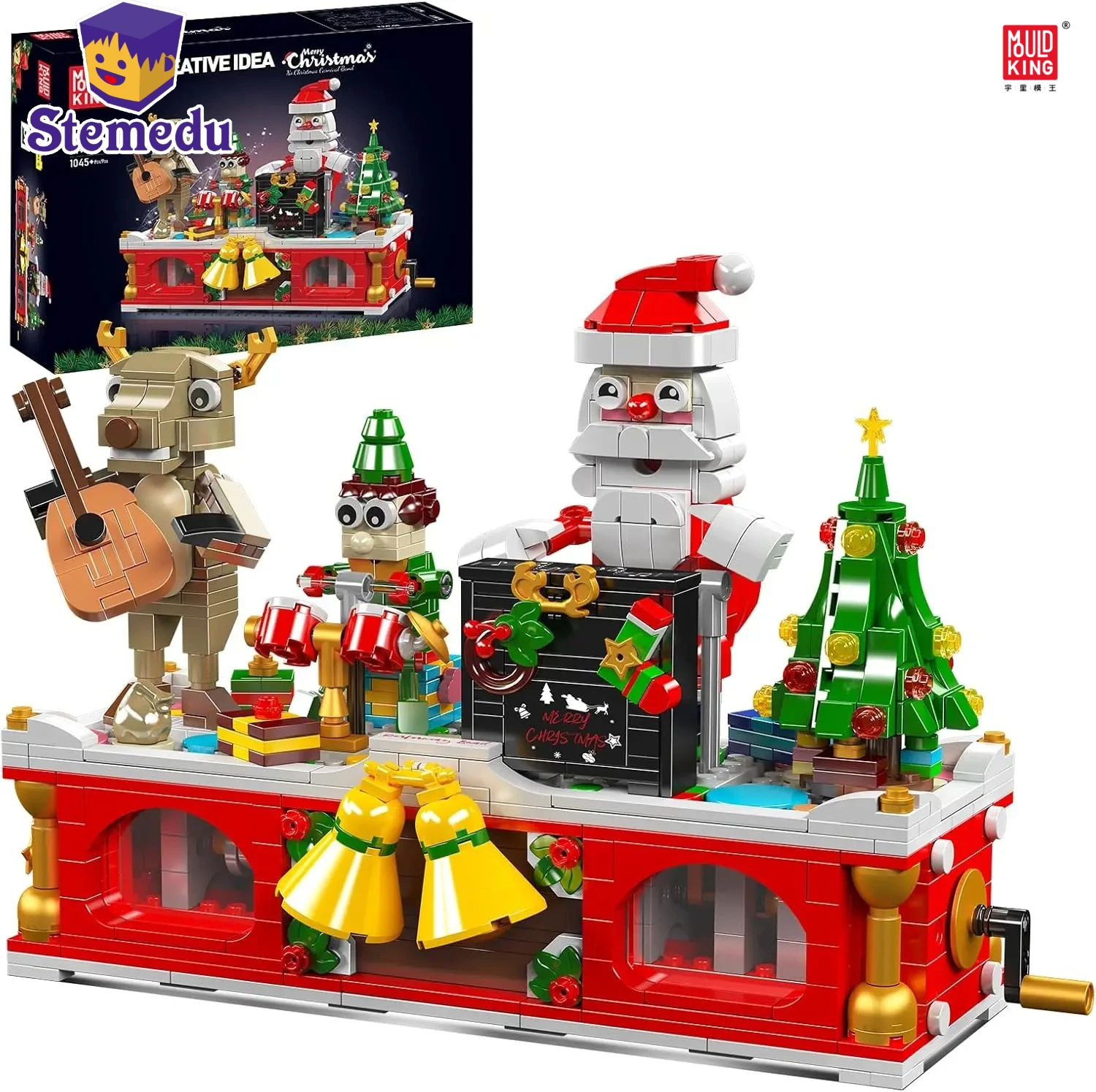 

Mold King 10162 1045 шт., комплект рождественских строительных блоков, рождественская елка, модель Санта-Клауса и лося для рождественского подарка для друга, ребенка и взрослых
