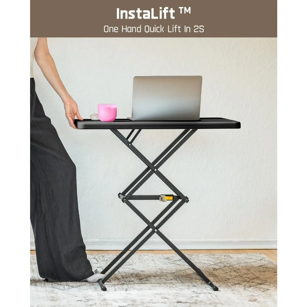 Portable 28 Inch Pop-Up Table with One-Handed Height Adjustment, Three Height Options, Ready to Use, Multi-Functional Folding Ta