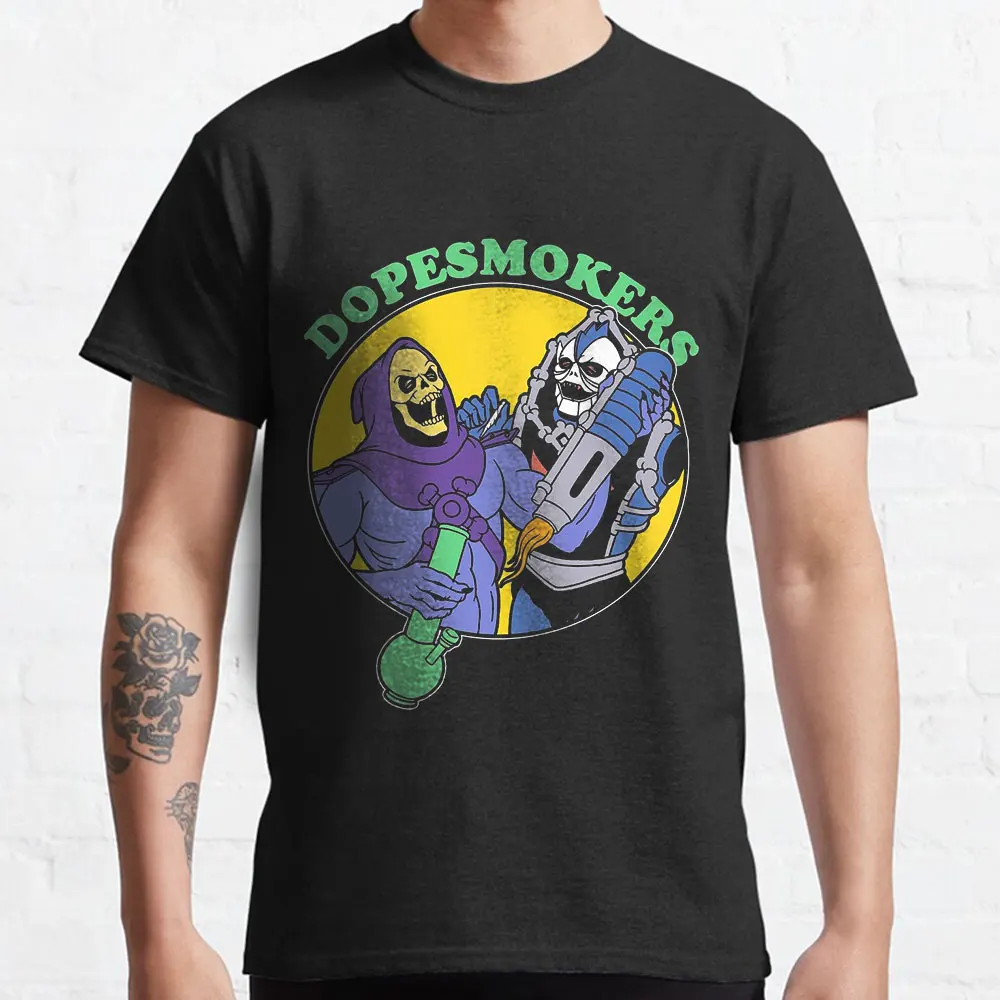 

Retro 90s cartoon He-Man and the Masters of the Universe graphic t shirts funny Skeletor DOPESMOKERS print tee Large size tops