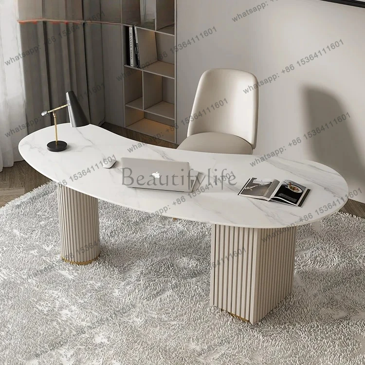 Light luxury rock slab desk writing desk modern boss desk beauty salon computer