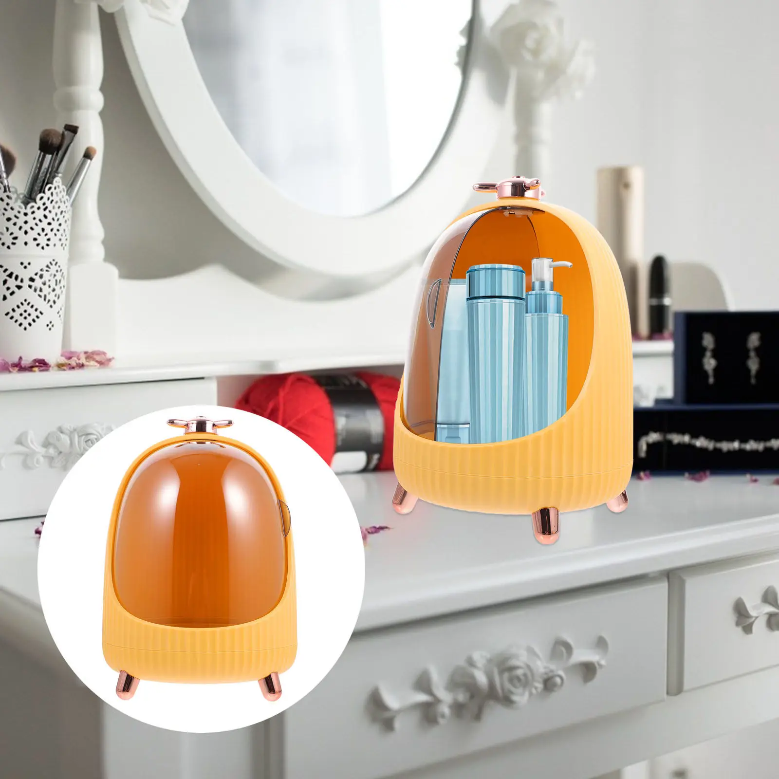 1Pcs Brush Holder Storage Box Elegant Desktop Makeup Organizer for Bathroom Bedroom Dressing Table Care