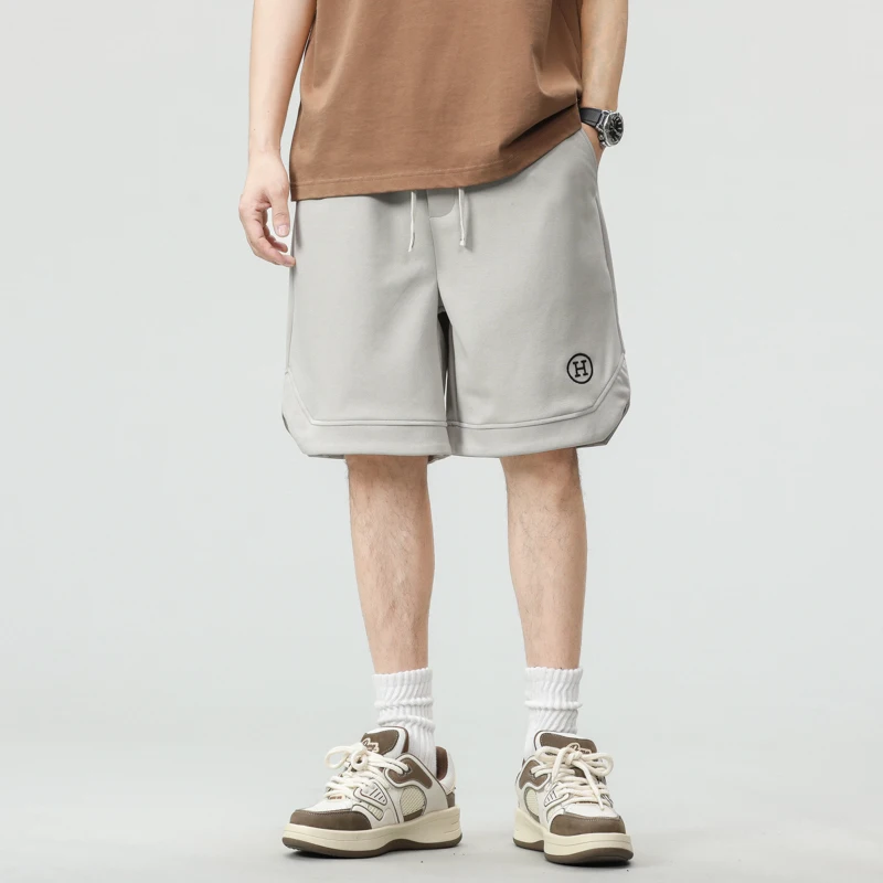 New Arrival Japanese Embroidery Men's Casual Shorts Jorts Trendy Knit Knee Length Summer Beach Style Lightweight Breathable