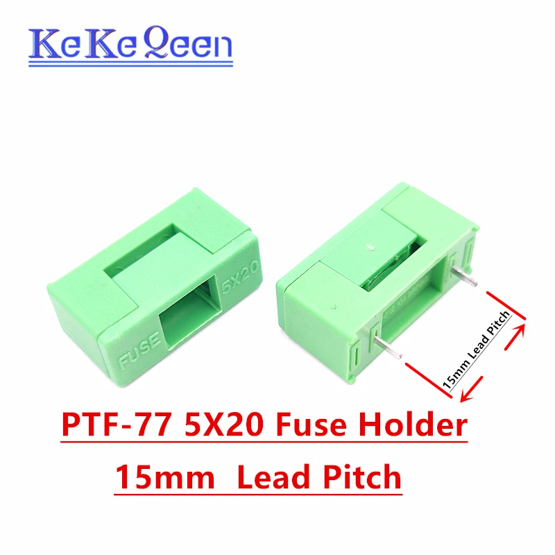 10Pcs/Lot PTF-77 5X20 Lead Pitch 15mm 22mm 5*20mm Fuse Holder with Cover PTF-77/78