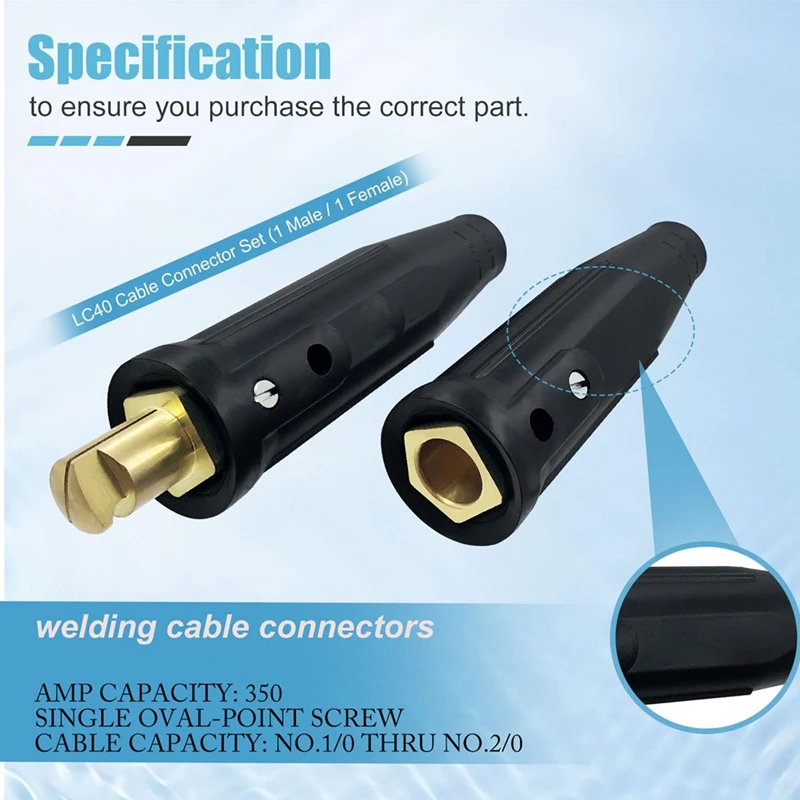 2 Pack LC-40 Welding Leads Quick Connector, Male & Female Welding Connectors For Welding Machine Accessories