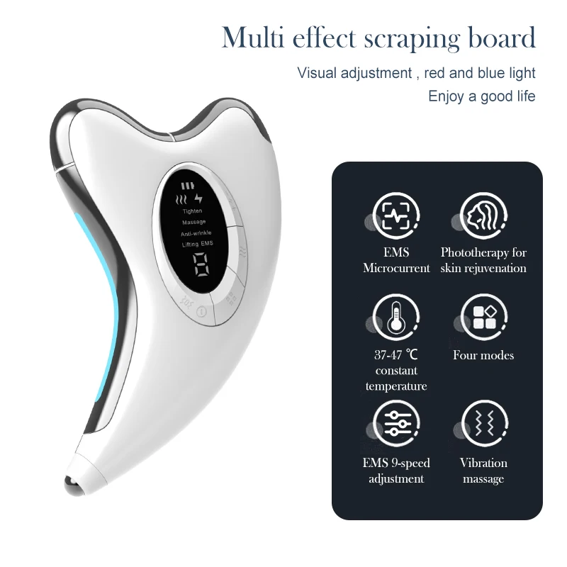 Electric Guasha Scraper Board Microcurrent Face Massager Wrinkle Face Lift Device Gua Sha Plate Facial Lifting Firming Skin Care