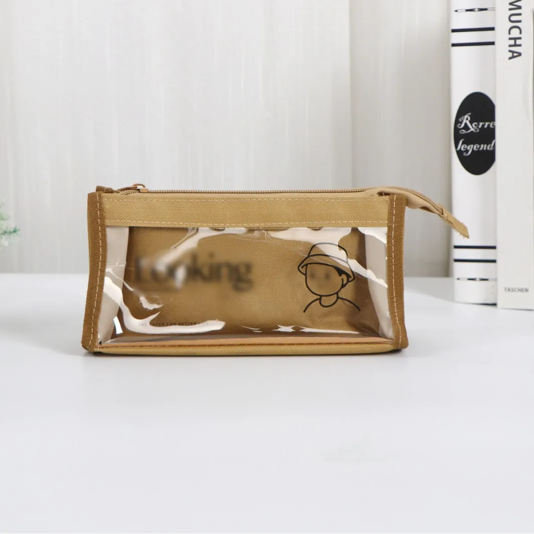 Transparent junior high school pencil case, hand withdrawal high-value stationery box, student large capacity storage bag