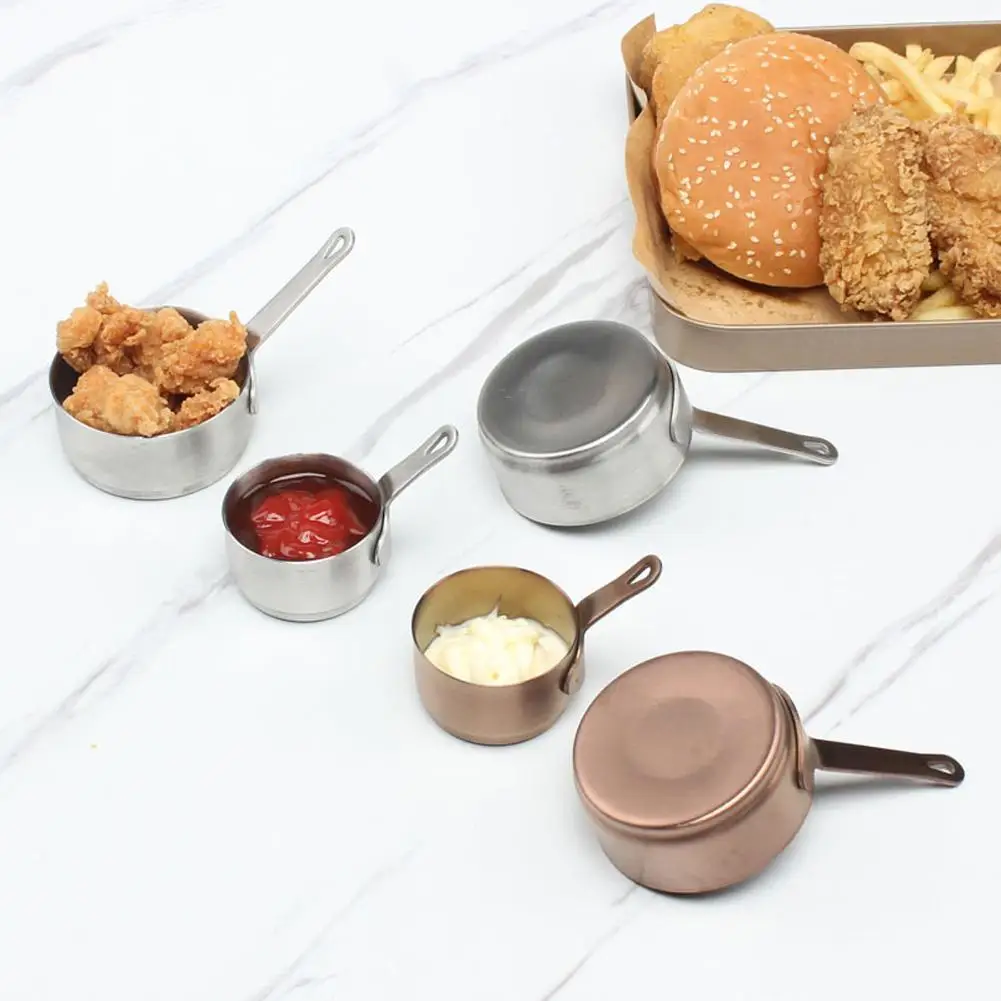 

50ml/100ml Mini Sauce Pan Multi-purpose Corrosion-resistant 304 Stainless Steel Measuring Cups With Hanging Hole Handle