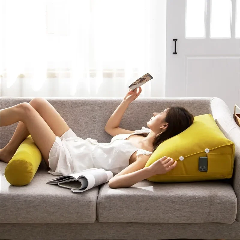 Simple and Adjustable Backrest Pillow Sofa Bedroom Headboard Back Cushion Soft Removable and Washable Lumbar Pillow 40x40x20cm
