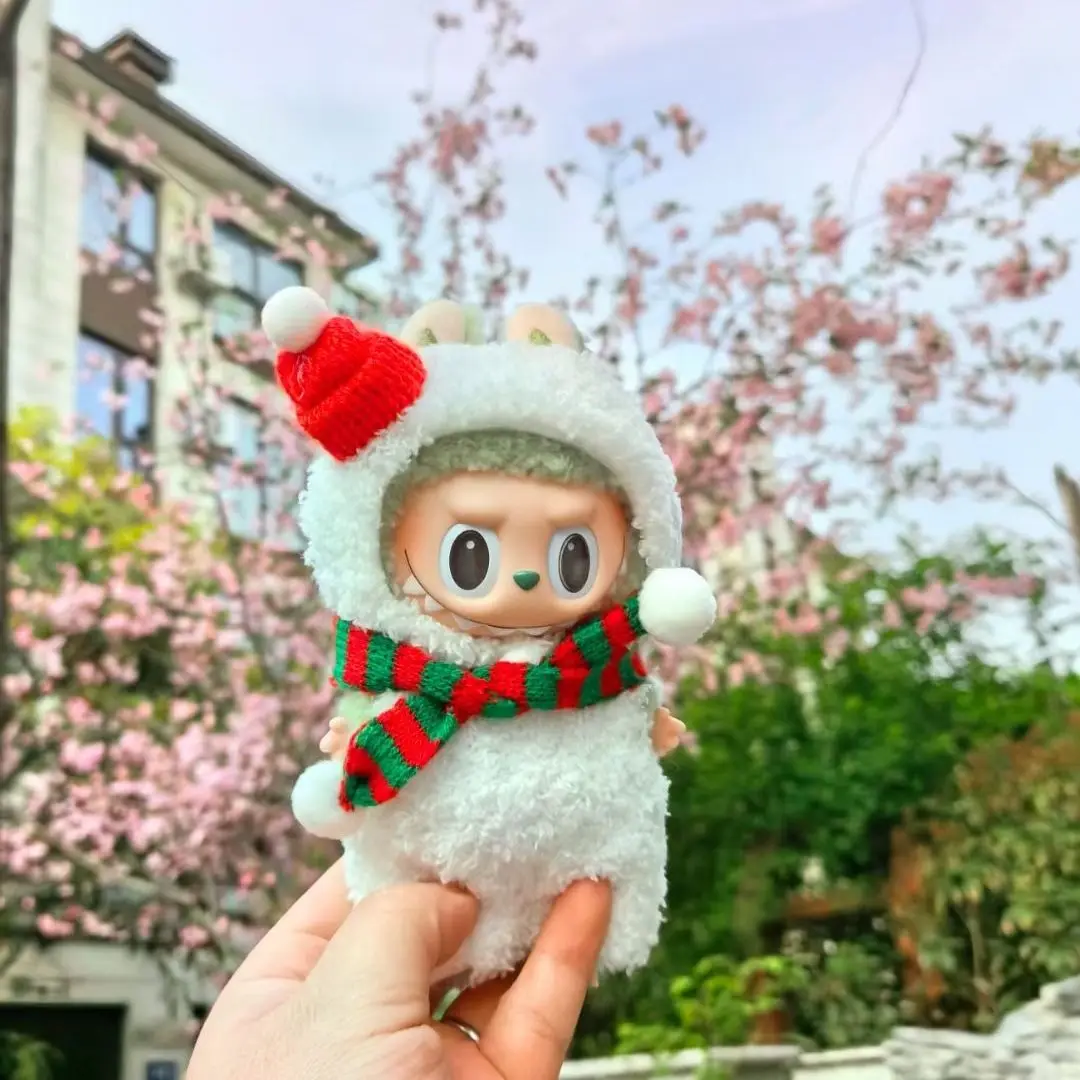 

17 см милая мини-плюшевая кукла, одежда, аксессуары для Кореи, Kpop Labubu Idol, куклы, комбинезон с изображением акулы, одежда, сделай сам, подарок для девочек