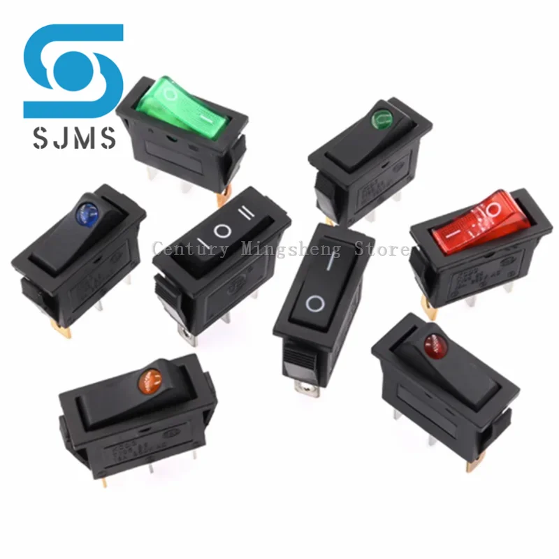 2PCS KCD3 220V ON/OFF SPST 13.5*31MM Rocker Switch Single Pole Single Throw 2 Position 20A 125VAC With LED Light