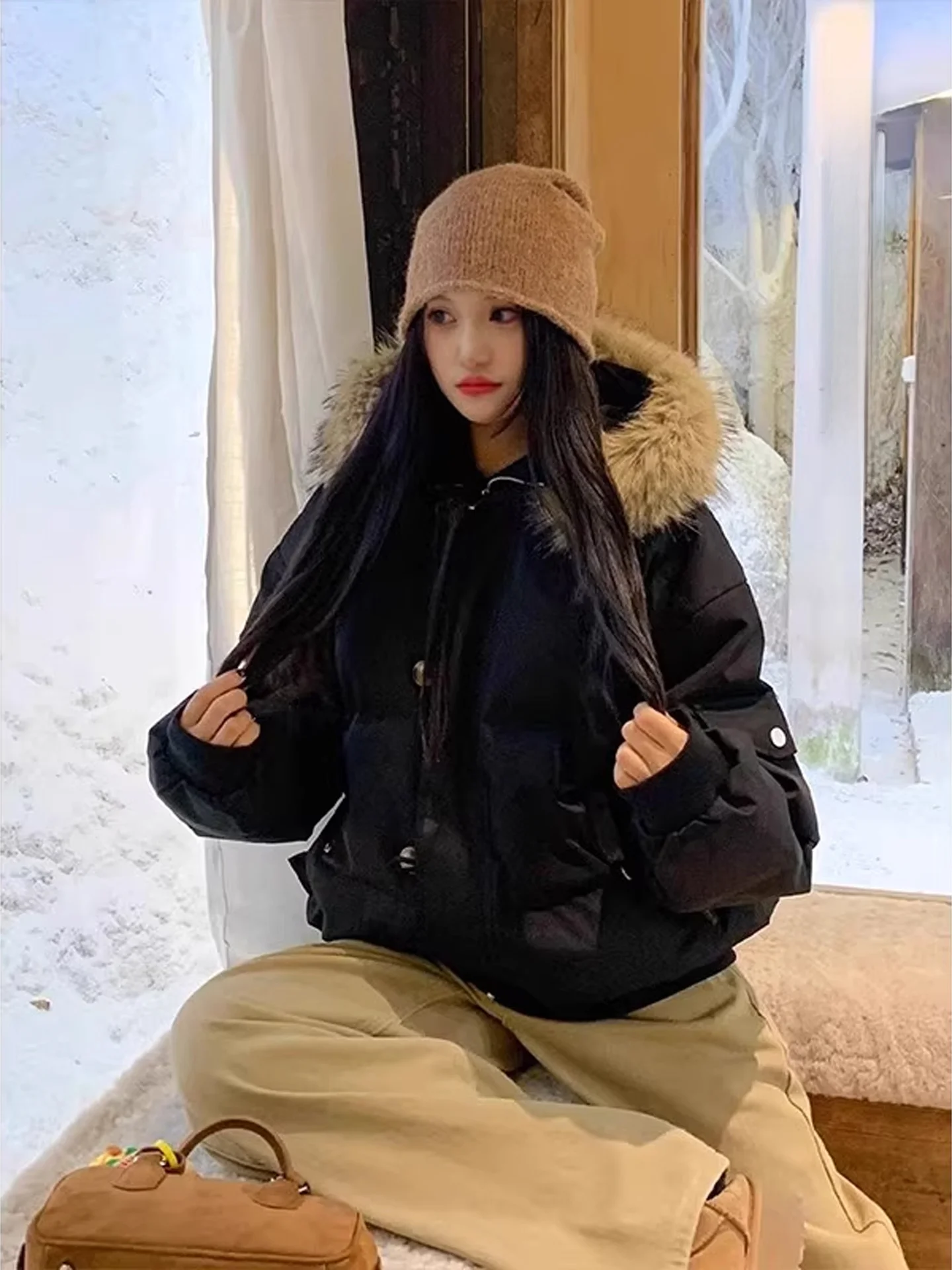 Coreano Sle Thiened Jaet de Algodão com Capuz Homens Mulheres Casual Confortável Quente Faionable Casacos de Inverno Não Bulky