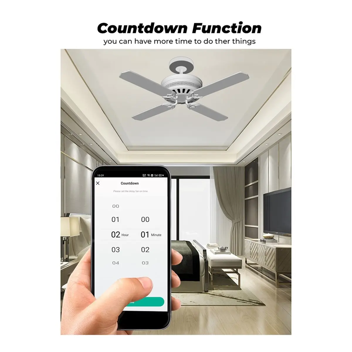 A72Z Tuya Smart WiFi Fan Ceiling Fan Switch Module Dual-Mode Reset Voice Switch Controller for Home White