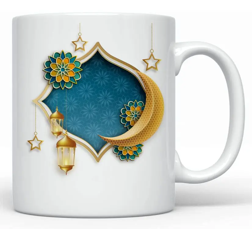 Imagem -02 - Cerâmica Porcelana Chá Caneca de Café Ramadan Cup For Ramadan Design Personalizado Decoração Conjunto de Presentes Cfe Árabe