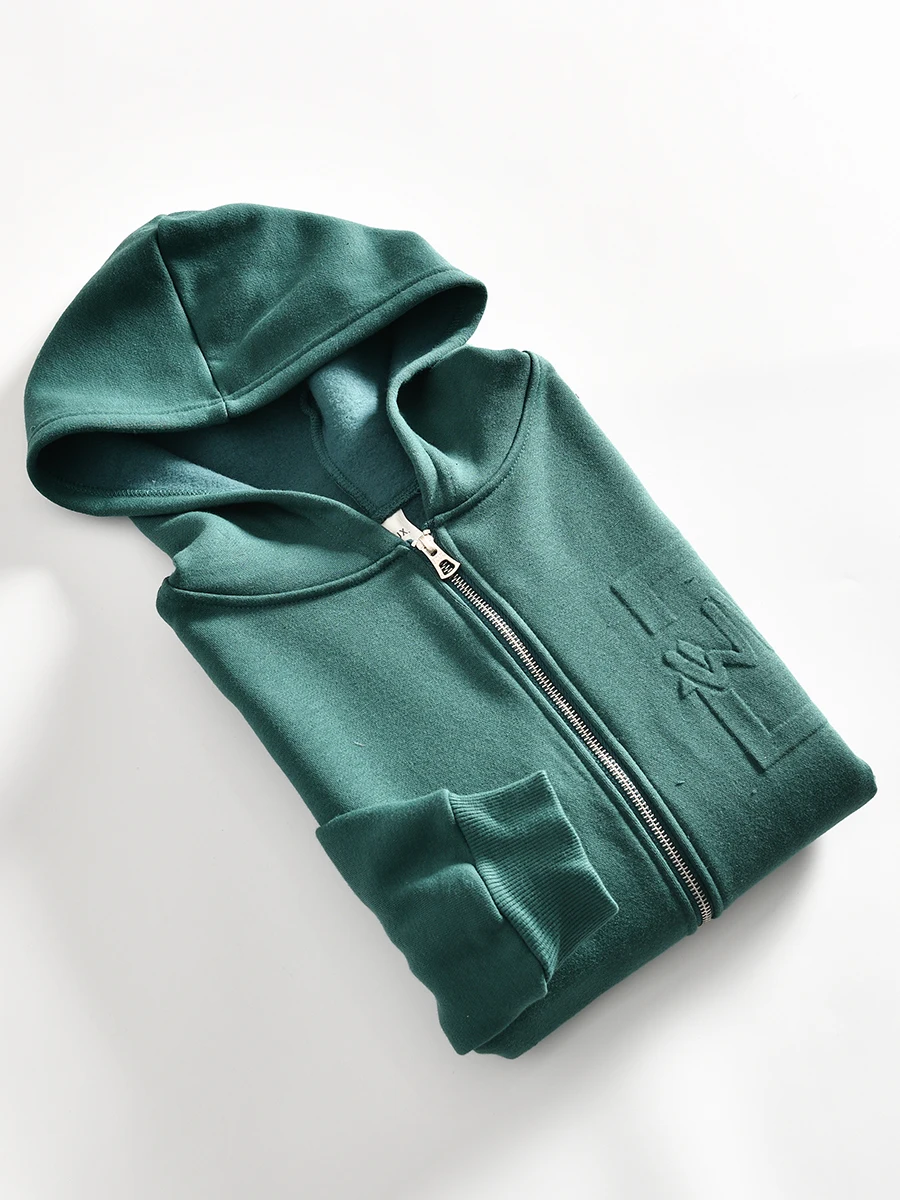 

Comfortable Fleece Lined Hooded Men's Sweatshirt Casual All-Match Spring Autumn Open Cardigan Style Youthful Vitality Design
