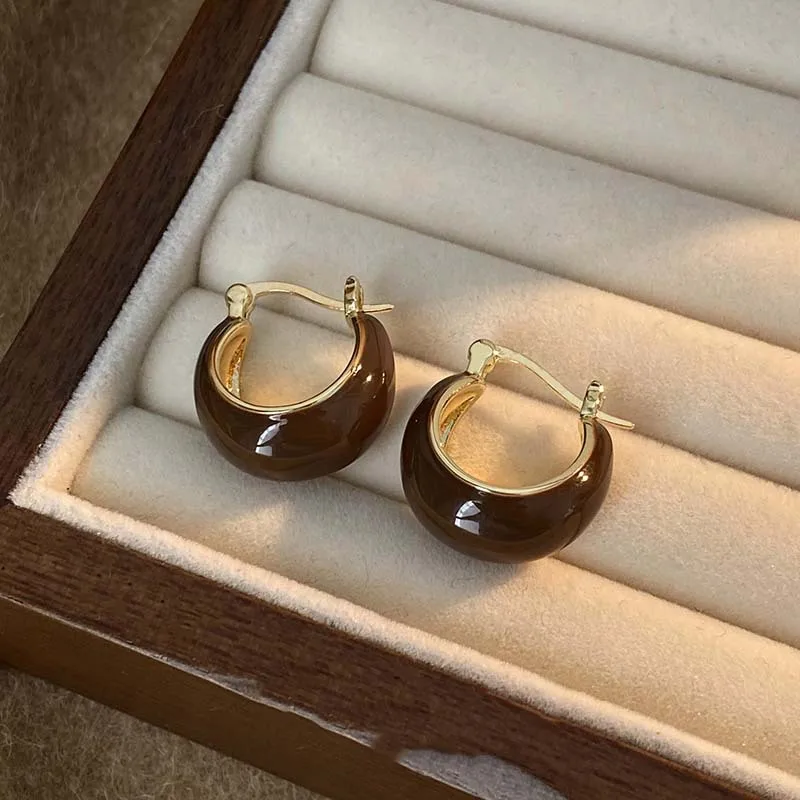 Vintage Tropft Öl U-förmigen Ohrring für Frauen Einfache Creolen Temperament Persönlichkeit Alle-passenden Schmuck Weibliche 2024