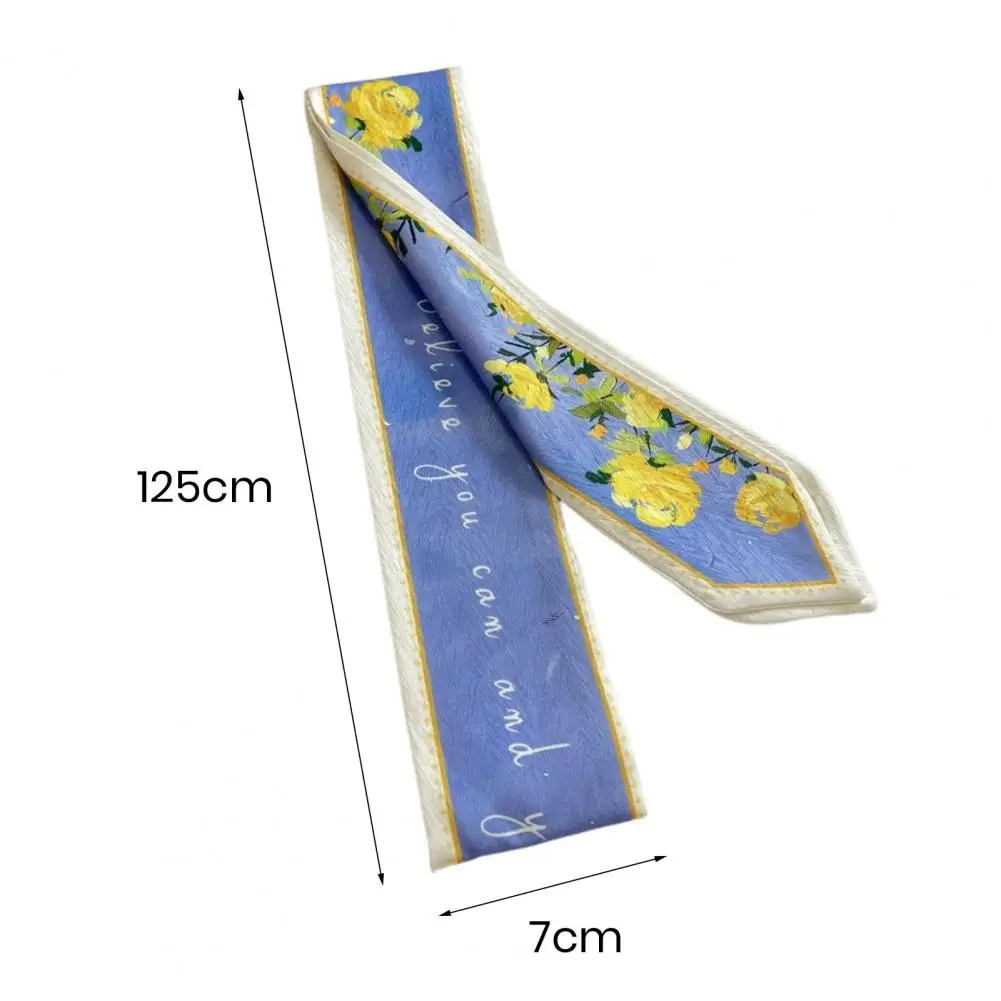 Chic  Women Hair Scarf Triangle Edge Satin Women Hair Scarf Flower Print Head Decor Women Summer Scarf Hair Accessories